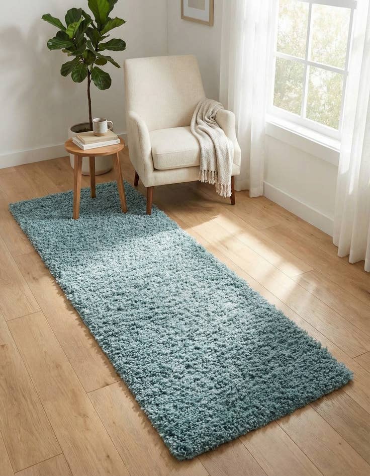 Detail image of  2' x 6' 5 Solid Shag Runner Rug