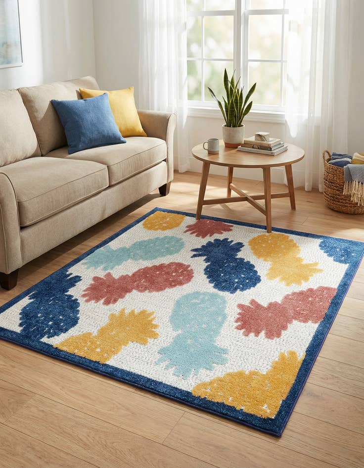 Detail image of 5' 3 x 5' 3 Washable Belize Indoor / Outdoor Square Rug