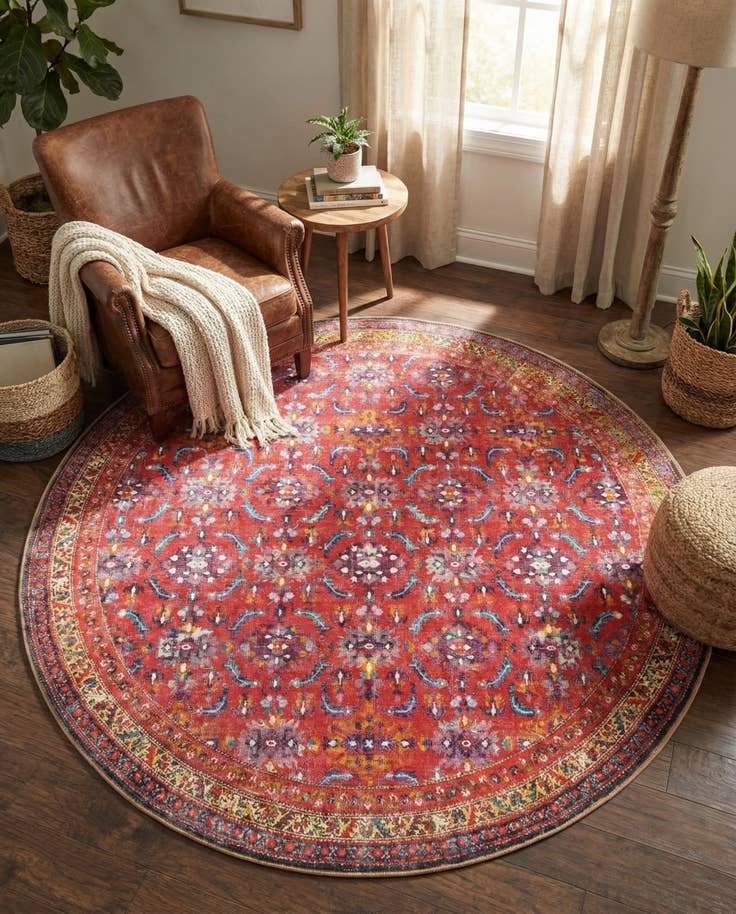 Detailansicht von 230cm x 230cm Waschbar Timeless Rund Teppich