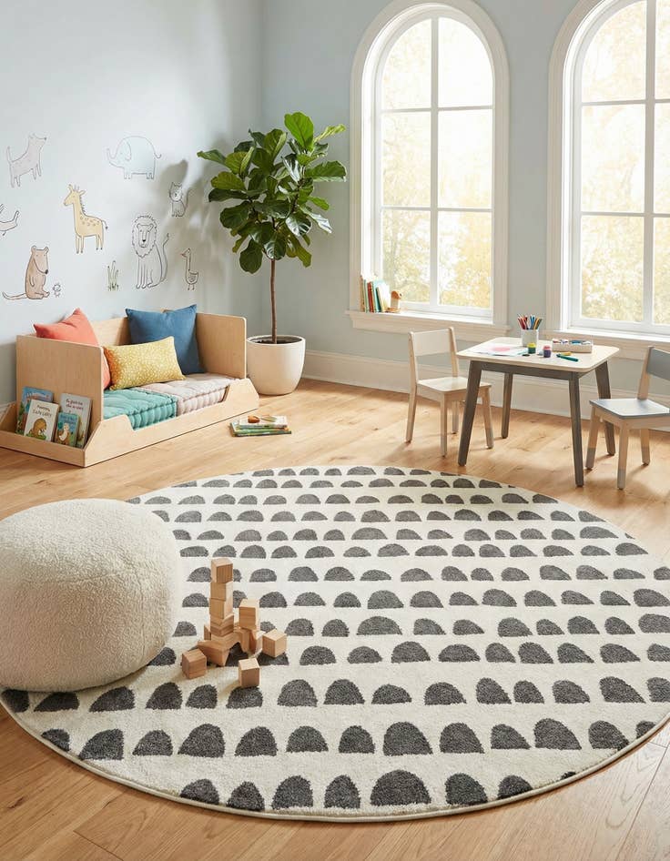 Detail image of 7' 10 x 7' 10 Whimsy Kids Round Rug