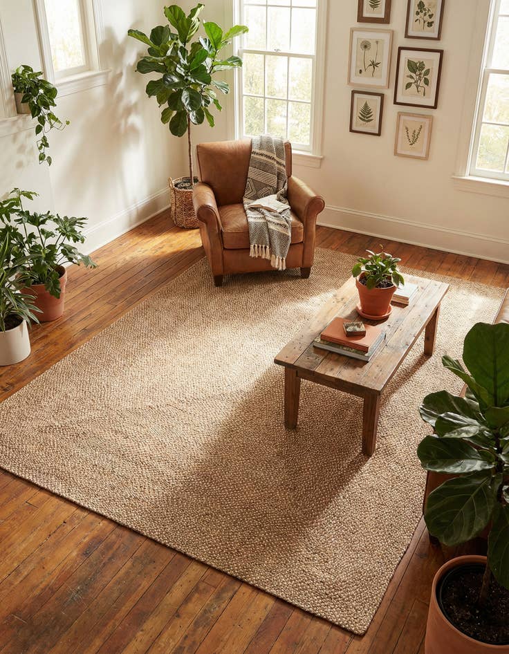 Detail image of 9' x 12' Handmade Tweed Braided Jute Rug