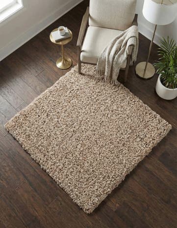 3' x 3' Solid Shag Square Rug