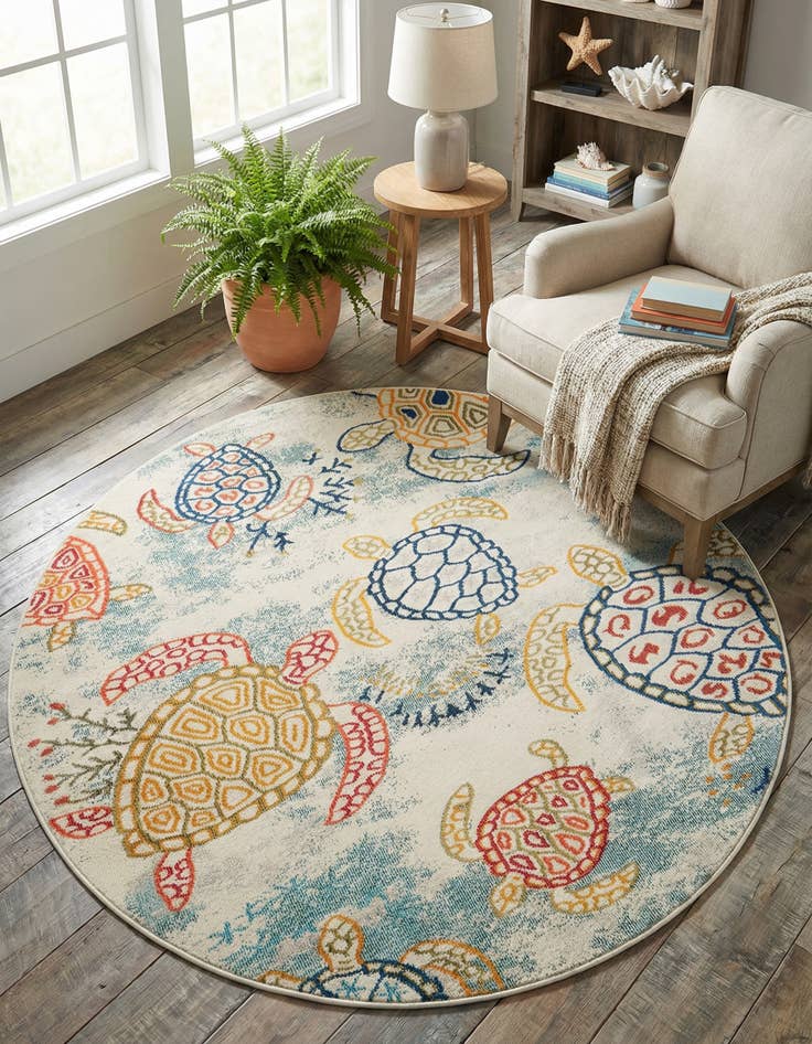 Detail image of 7' 1 x 7' 1 Washable Amalfi Round Rug