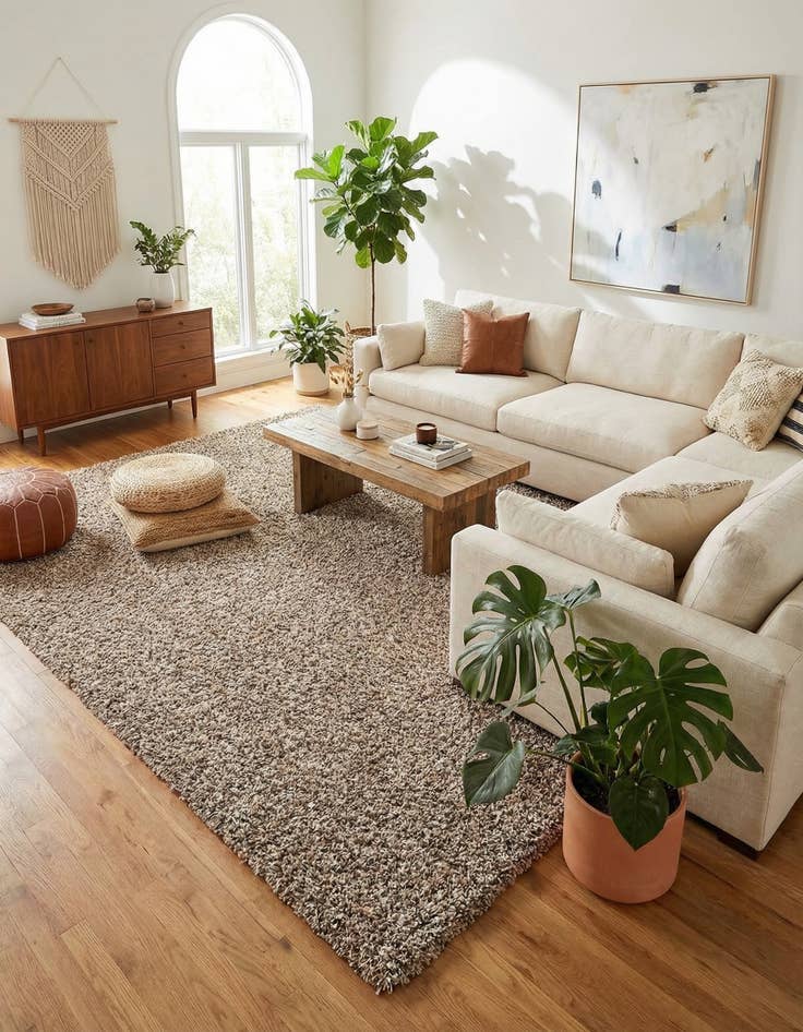 Detail image of  9' x 12' Solid Shag Rug