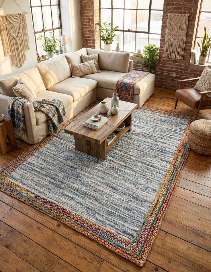 Detail image of 9' x 12' 2 Chindi Jute Rug