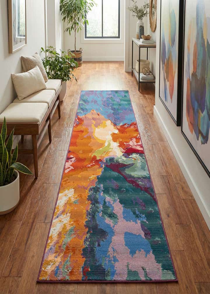 2' 7 x 12' Easy-Clean Modern Indoor / Outdoor Runner Rug