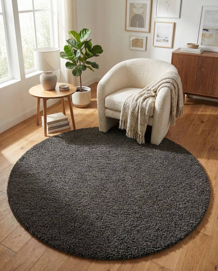 Vue détaillée : 240cm x 240cm Solid Shag Tapis Rond