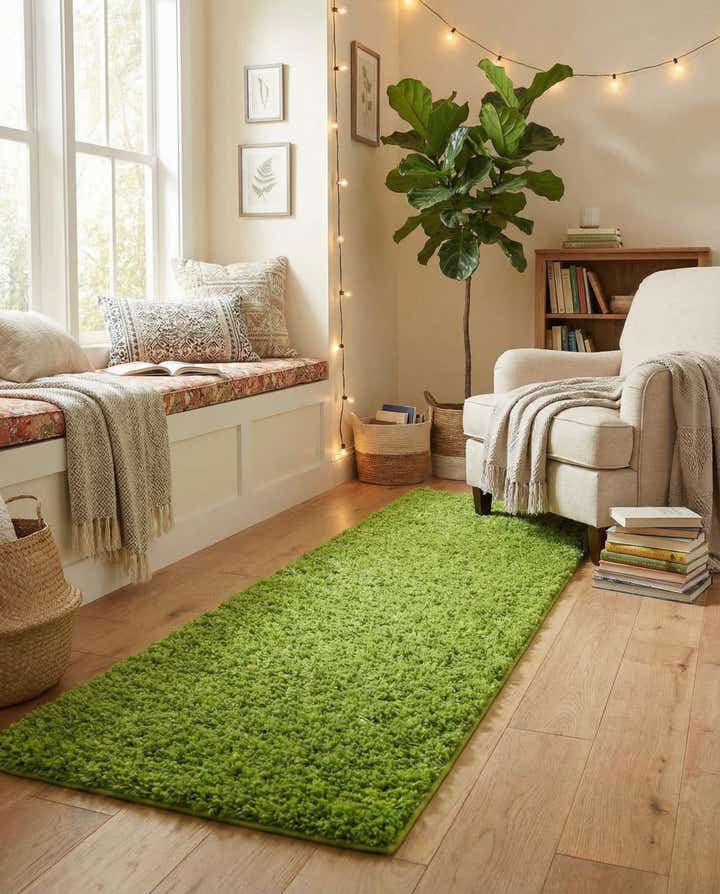 2' x 8' Solid Shag Runner Rug