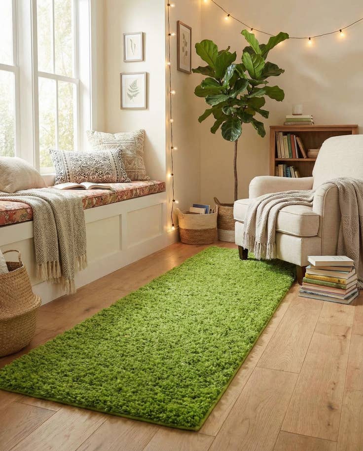 Detail image of 2' x 8' Solid Shag Runner Rug