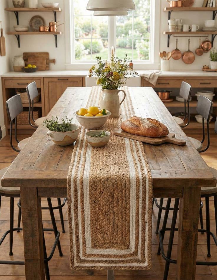 Detail image of 1' 2 x 8' Handmade Braided Jute Table Runner Rug