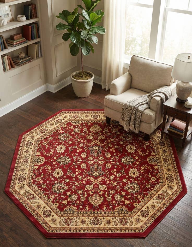 Detail image of 7' 10 x 7' 10 Kashan Design Octagon Rug