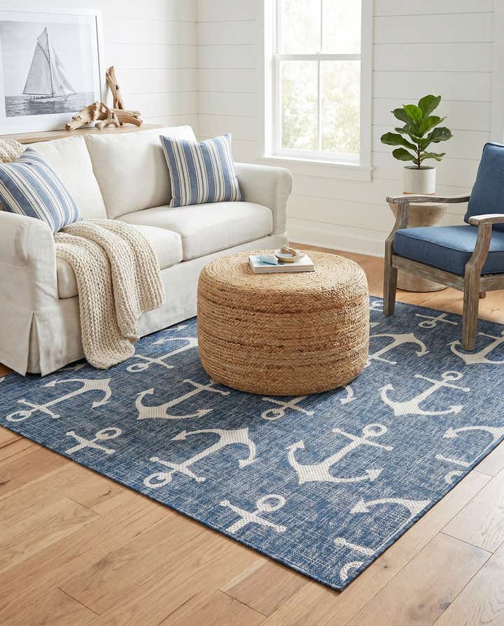 6' x 6' Easy-Clean Coastal Indoor / Outdoor Square Rug
