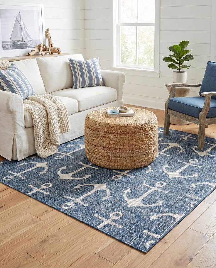 Detail image of 6' x 6' Easy-Clean Coastal Indoor / Outdoor Square Rug