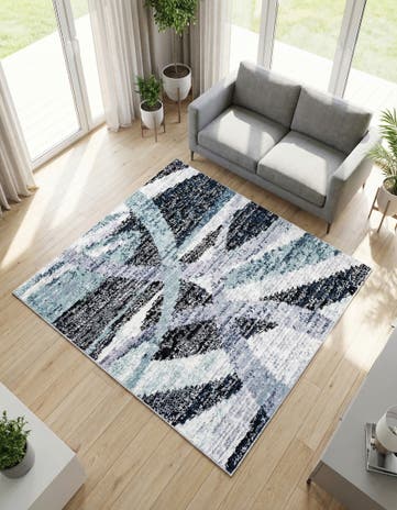 Gray and Ivory Tucson Square Rug