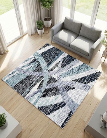 Gray and Ivory Tucson Square Rug