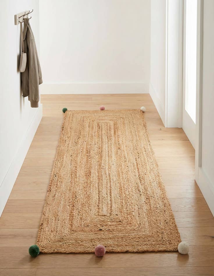 Detail image of 2' x 6' 1  Hand Braided Kids Braided Jute Runner Rug