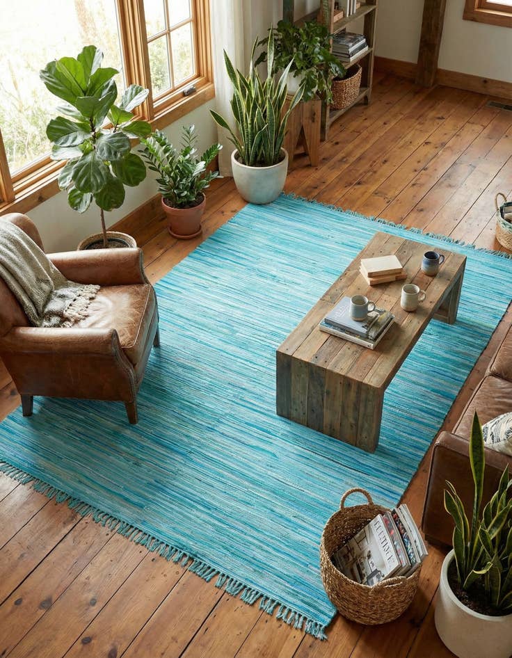 Detail image of 9' x 12'  Hand Woven Chindi Cotton Rug