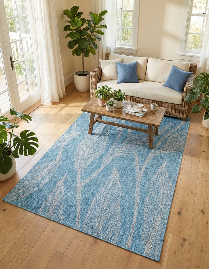 Detail image of 5' 3 x 8' Washable Botanical Indoor / Outdoor Rug