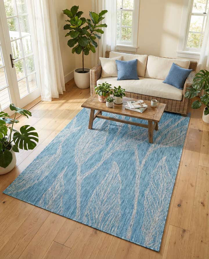 5' 3 x 8' Easy-Clean Botanical Indoor / Outdoor Rug