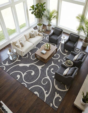 13' x 13' Easy-Clean Botanical Indoor / Outdoor Square Rug