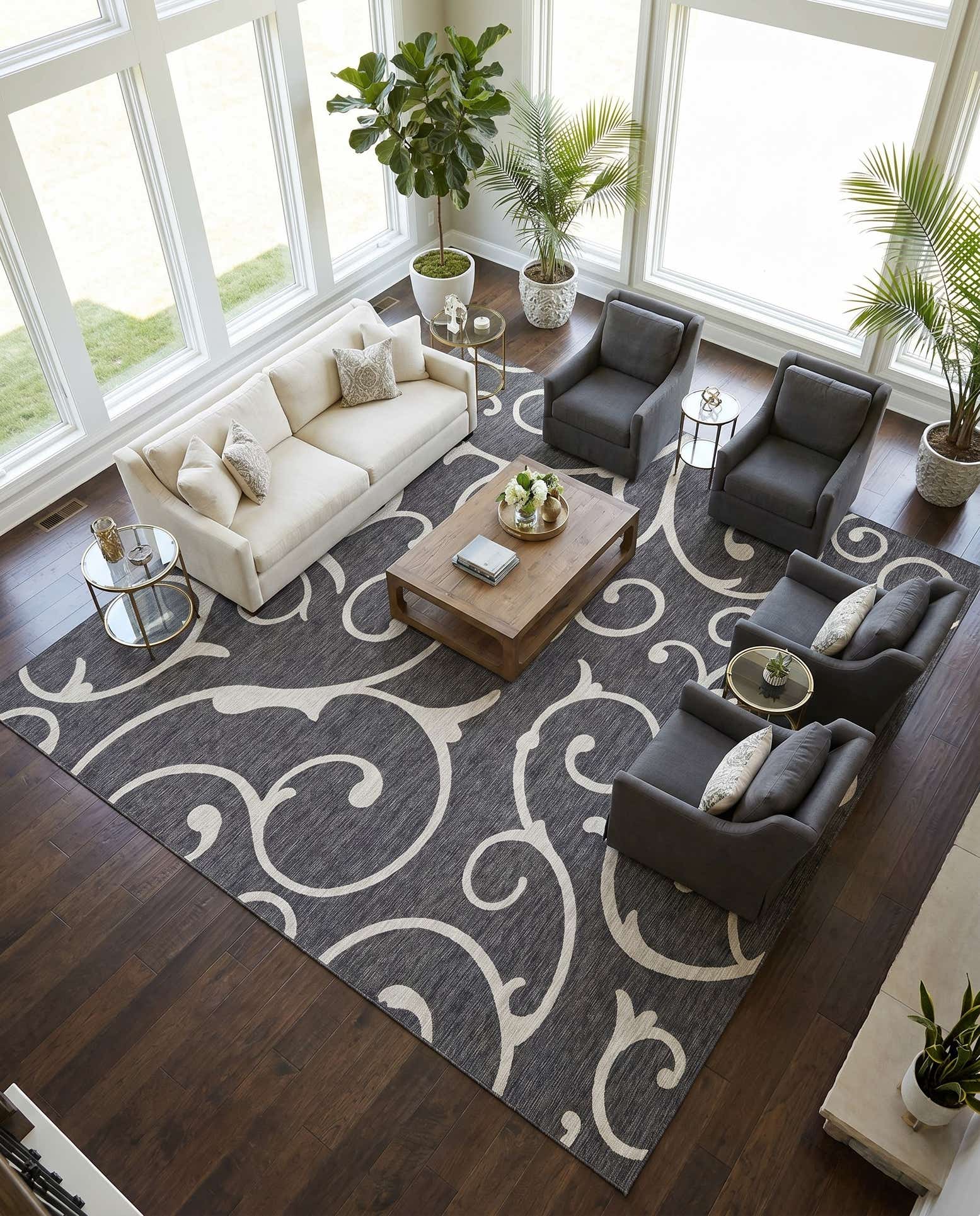 13' x 13' Easy-Clean Botanical Indoor / Outdoor Square Rug