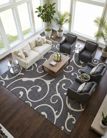 13' x 13' Easy-Clean Botanical Indoor / Outdoor Square Rug