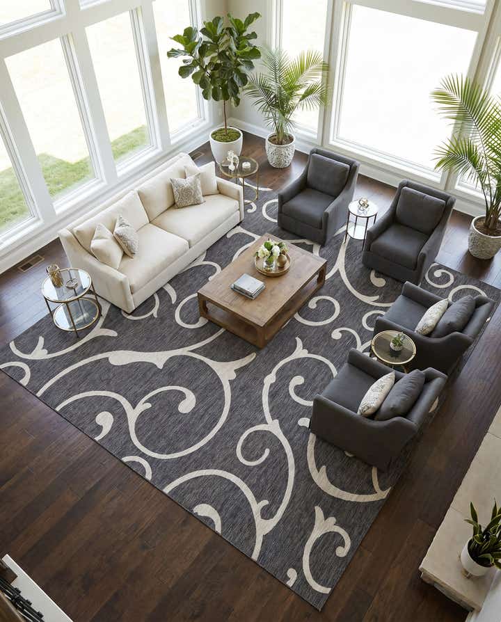 13' x 13' Easy-Clean Botanical Indoor / Outdoor Square Rug
