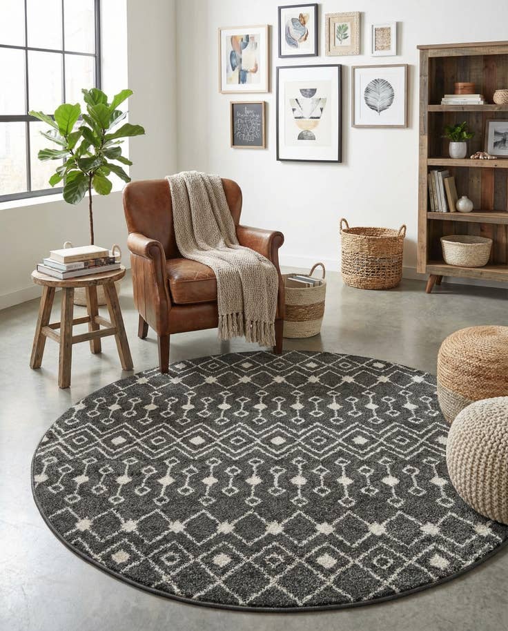 Detail image of 5' 3 x 5' 3 Moroccan Trellis Round Rug