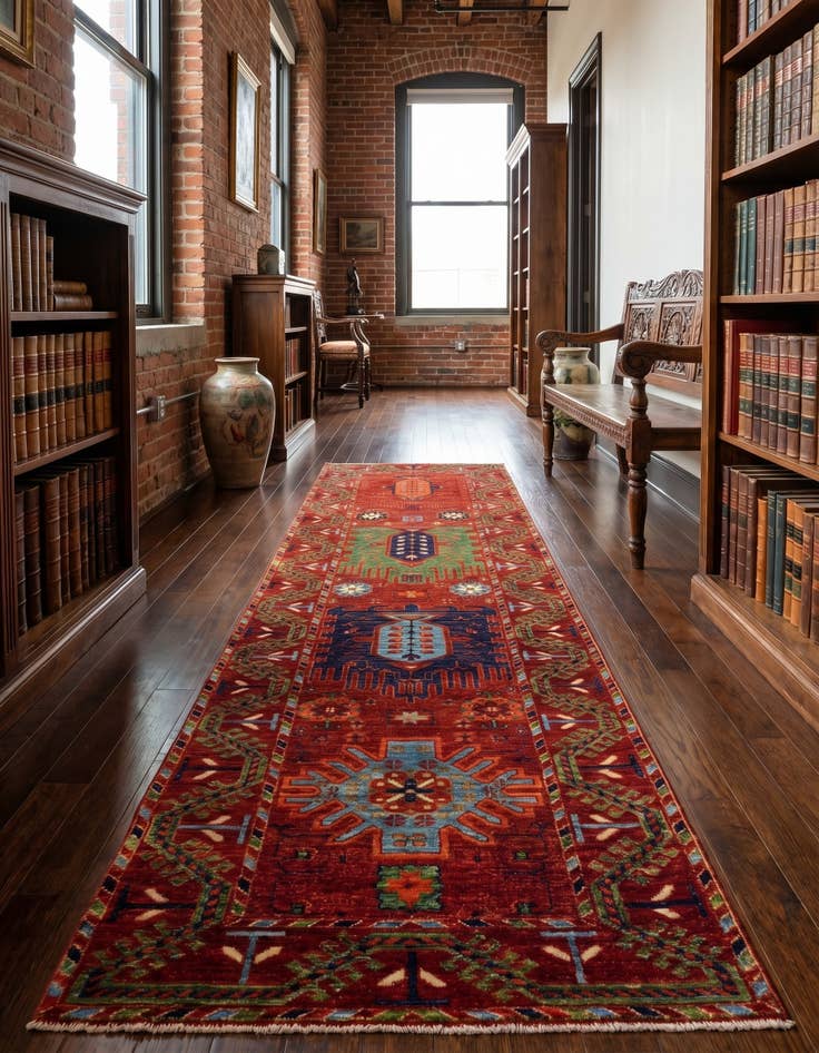 Detail image of 2' 6 x 9' 7 Hand Knotted Kazak Runner Rug