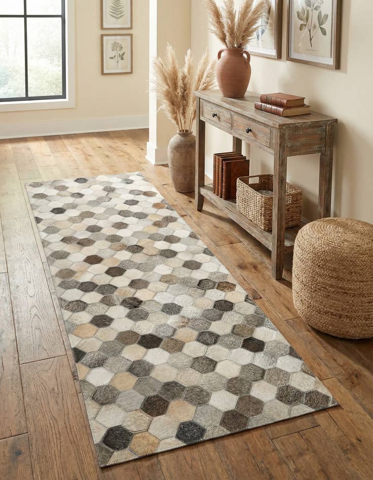 Detail image of 2' 2 x 6' 1 Cowhide Leather Runner Rug