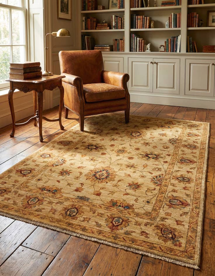 Detail image of 4' x 6' Hand Knotted Peshawar Ziegler Rug