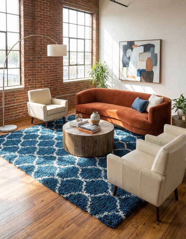 Detail image of 10' 8 x 14' Lattice Shag Rug