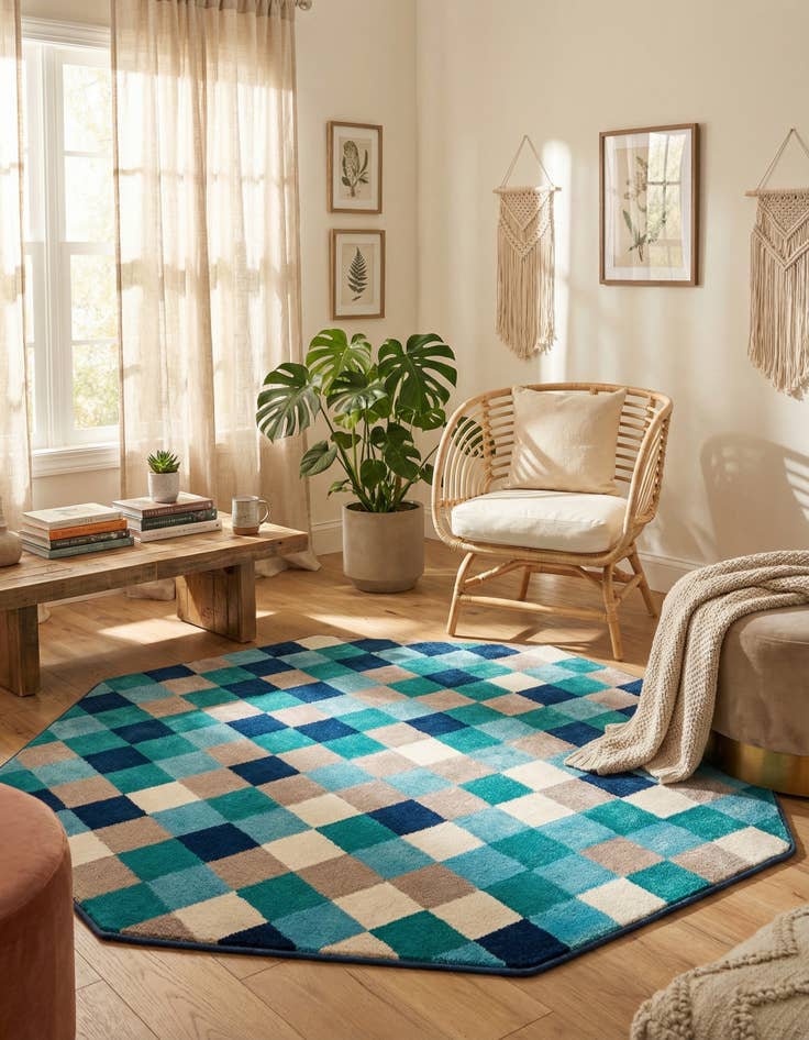 Detail image of 5' 3 x 5' 3 Azalea Octagon Rug