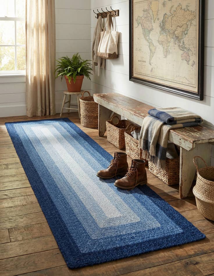 Detail image of 2' 7 x 8' Hand Braided Wool Runner Rug