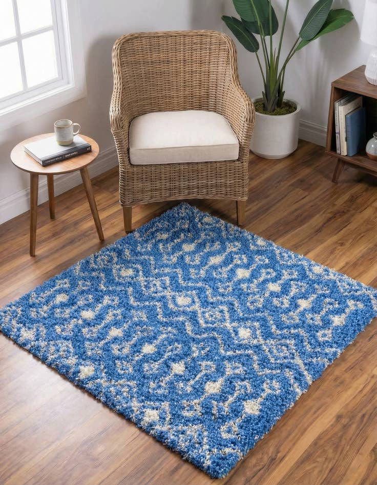 Detail image of 3' 3 x 3' 3 Moroccan Trellis Shag Square Rug