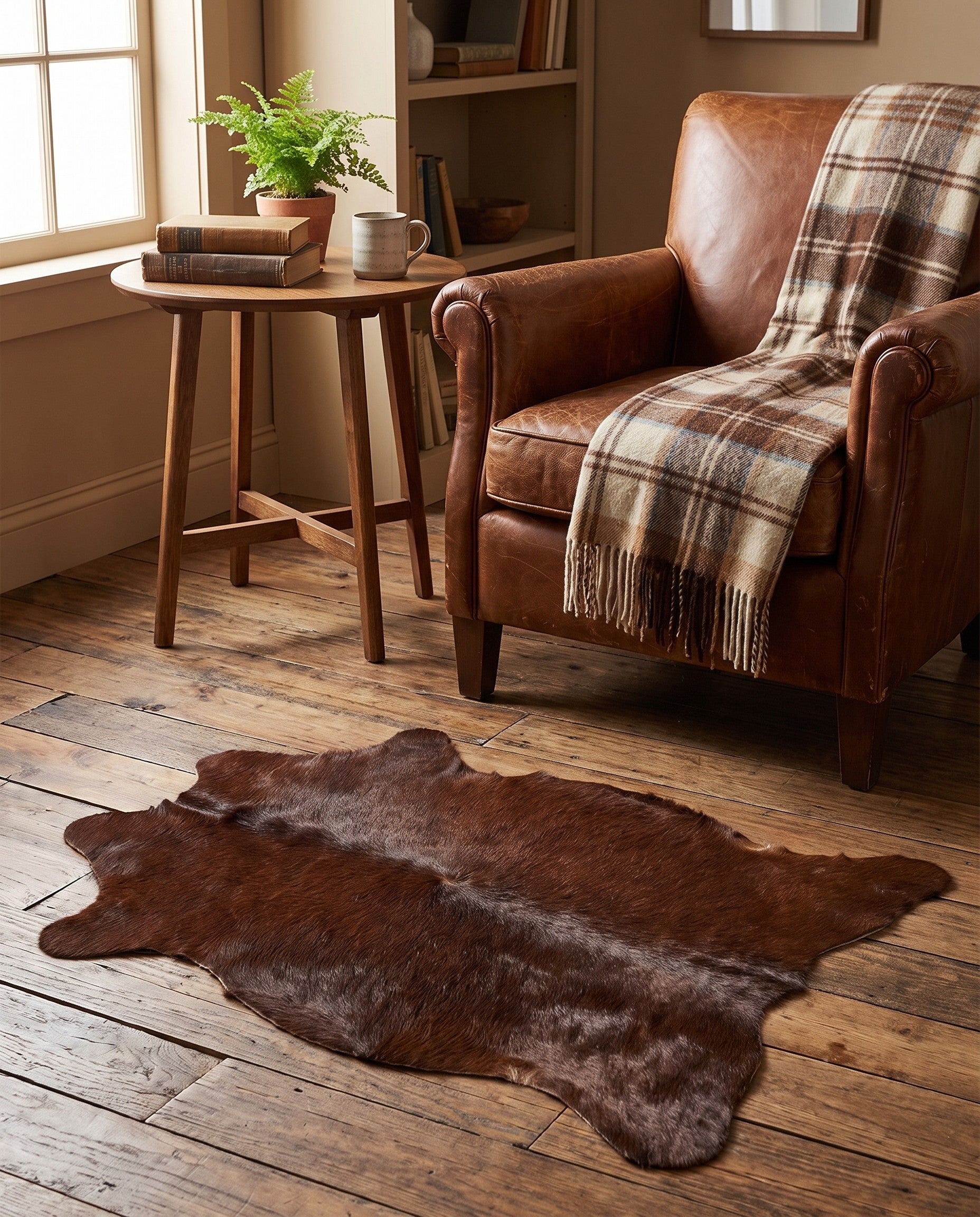 1' 8 x 2' 7 Cowhide Leather Rug
