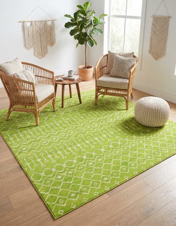 Green Kasbah Trellis Square Rug