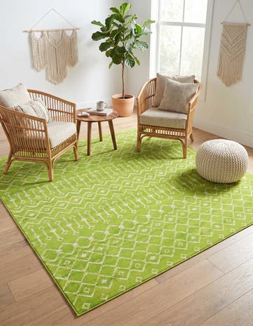 Green Kasbah Trellis Square Rug