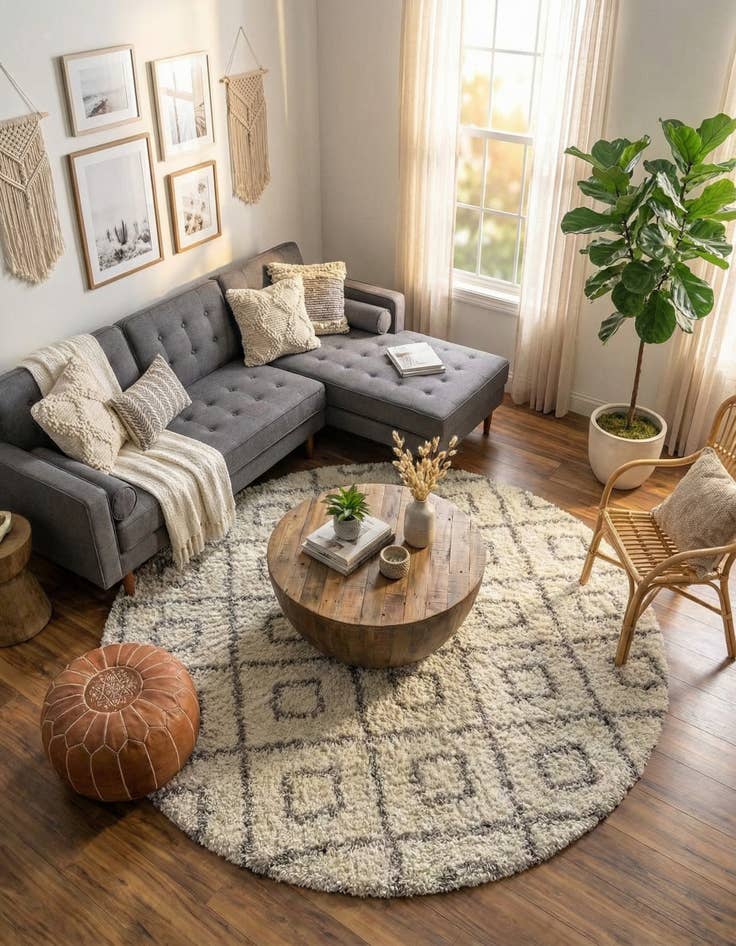 Detail image of 7' 10 x 7' 10 Trellis Shag Round Rug