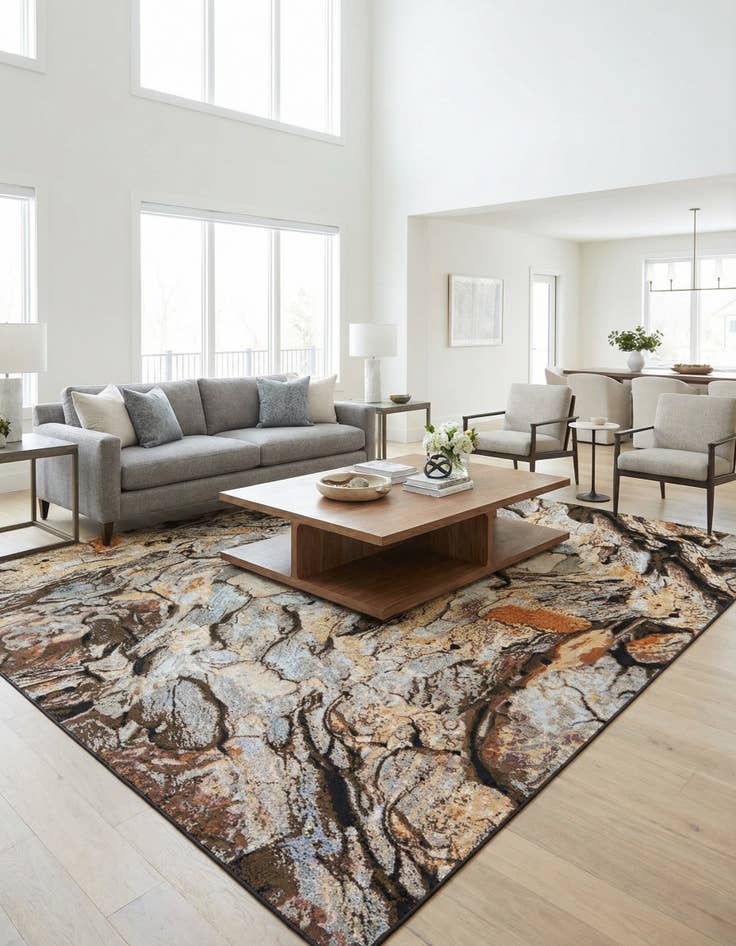 Detail image of 10' x 10'  Washable Modern Indoor / Outdoor Square Rug