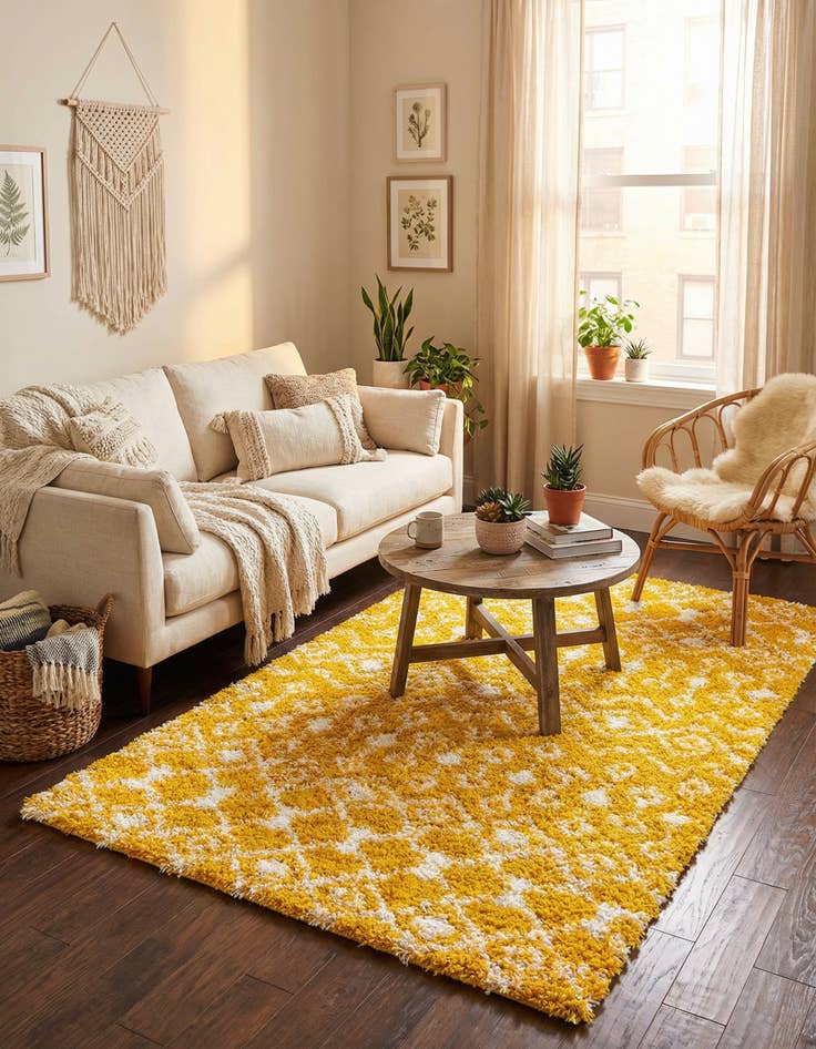 Detail image of 4' x 6' Moroccan Trellis Shag Rug