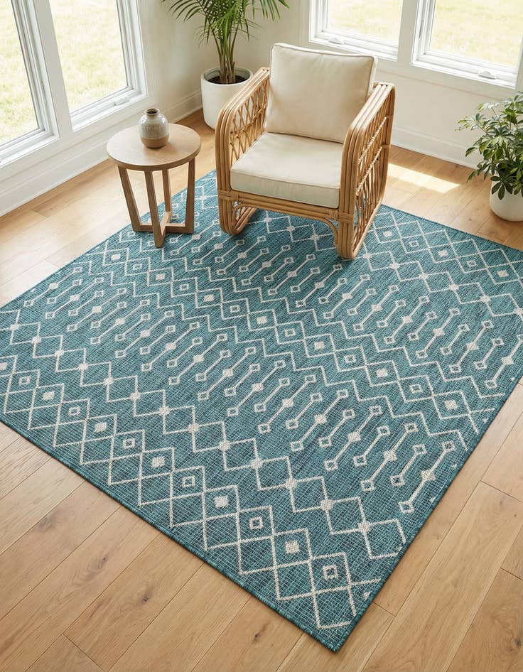 Detail image of 6' x 6' Washable Lattice Indoor / Outdoor Square Rug