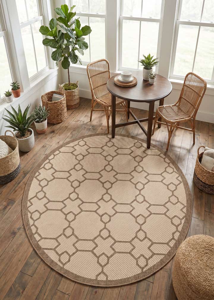 6' x 6' Easy-Clean Lattice Indoor / Outdoor Round Rug