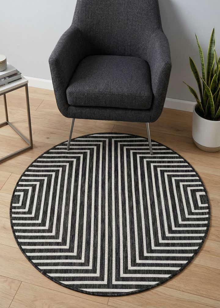 4' x 4' Easy-Clean Modern Indoor / Outdoor Round Rug