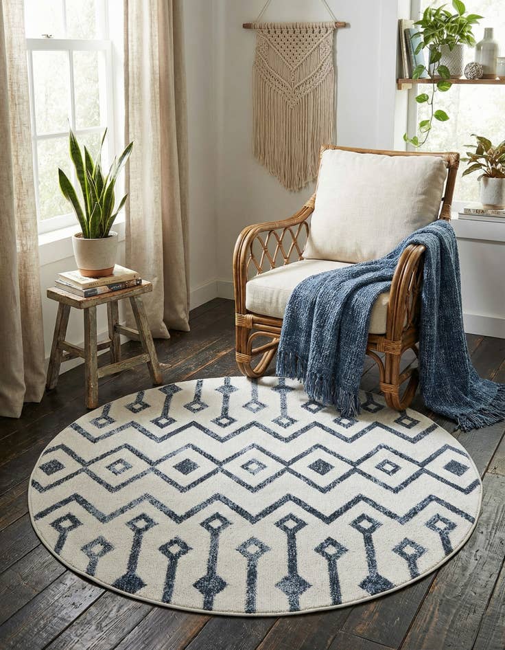 Detail image of  3' x 3' Bohemian Trellis Round Rug
