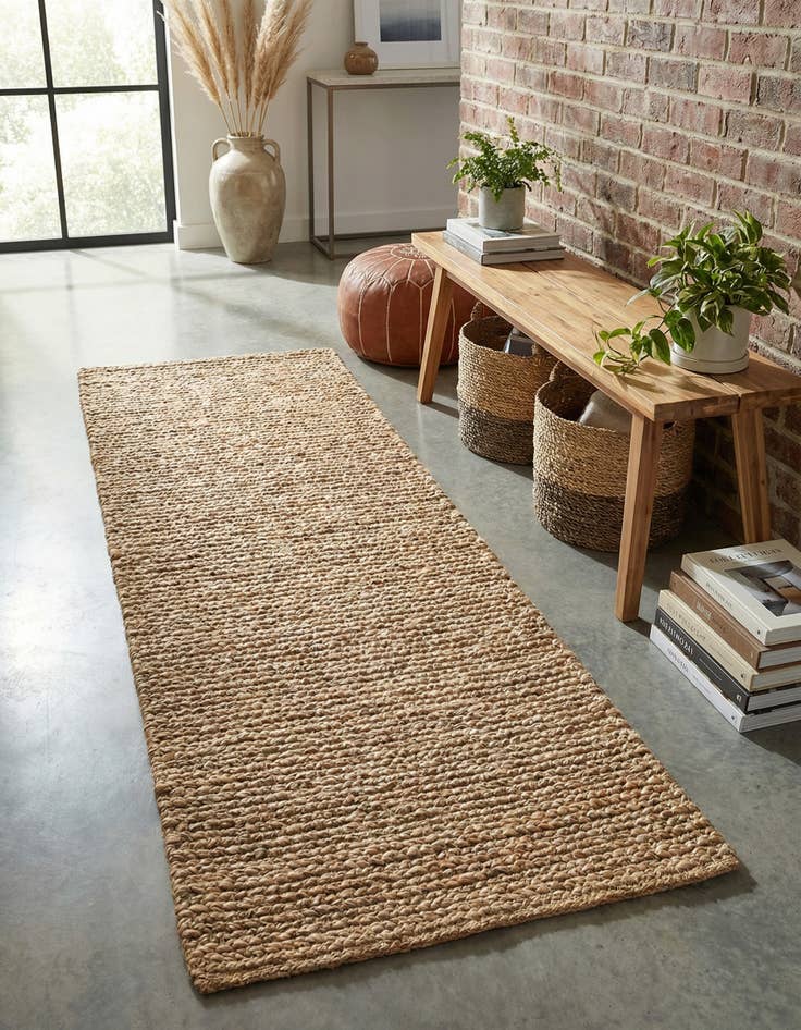 Detail image of 2' 7 x 6' 1 Hand Woven Chunky Jute Runner Rug