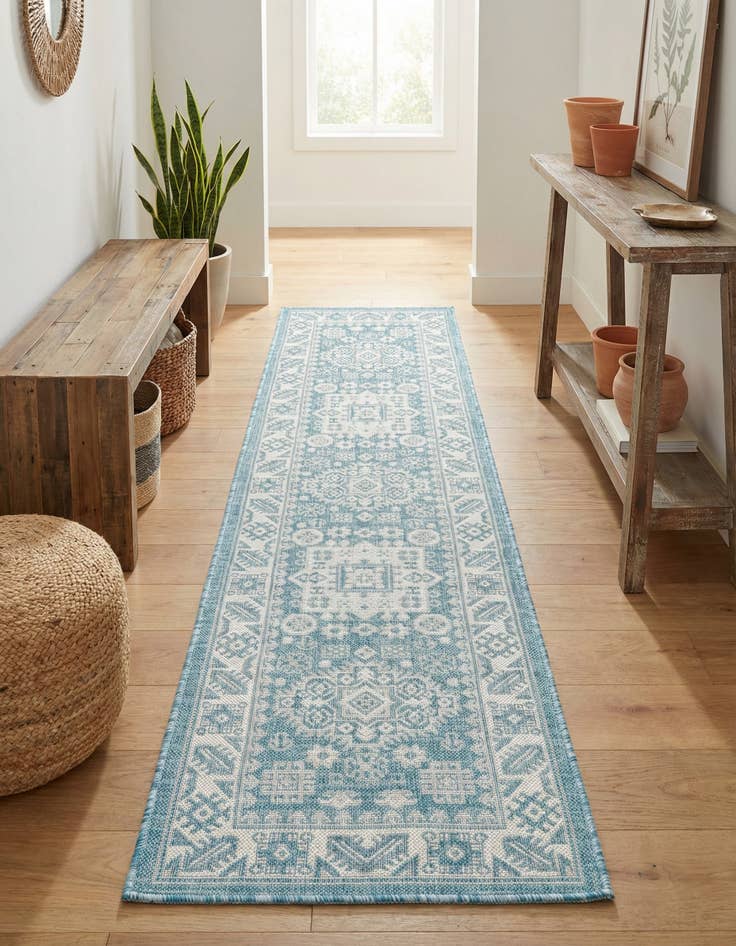 Detail image of 2' x 8'  Washable Aztec Indoor / Outdoor Runner Rug