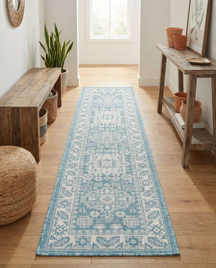 2' x 8' Easy-Clean Aztec Indoor / Outdoor Runner Rug
