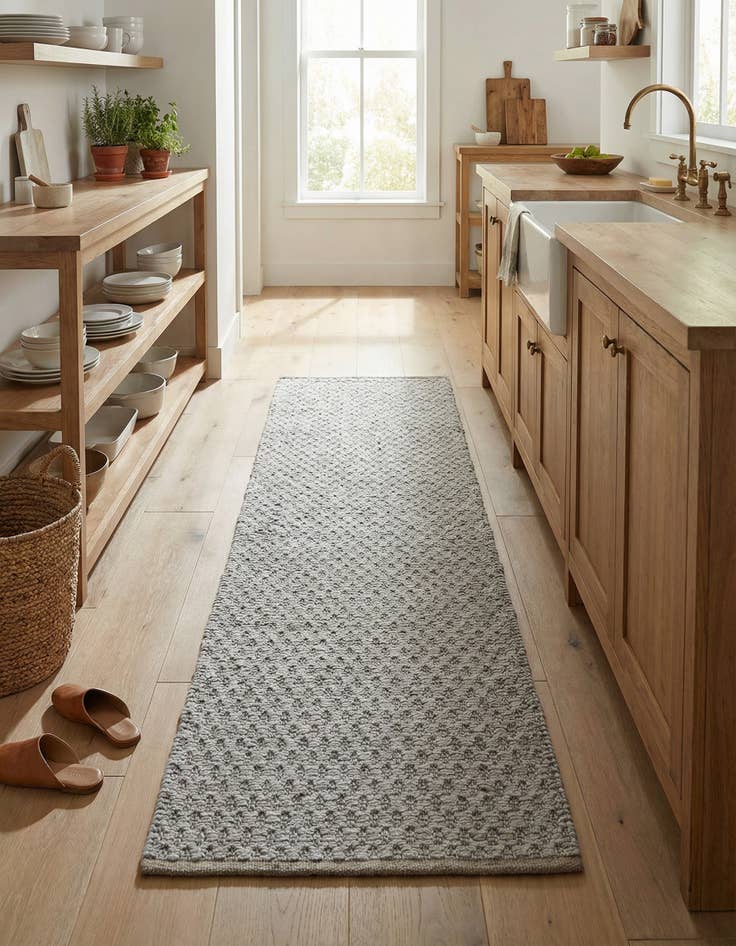 Detail image of  2' x 8'  Hand Woven Lattice Wool Runner Rug