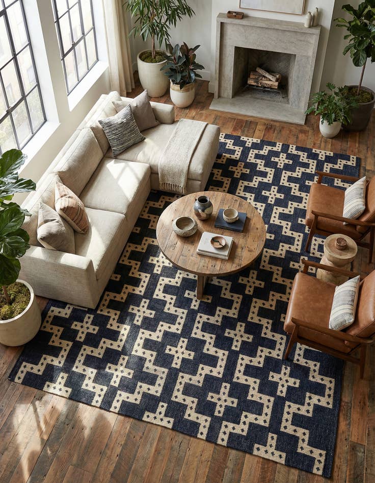 Detail image of 9' x 12' Hand Woven Kilim Wool Rug